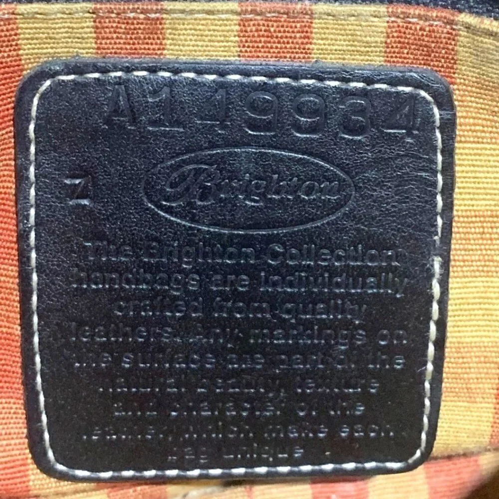 Brighton Leather Rect Shoulder Bag Purse Black and Brown Woven Straps - Picture 11 of 13